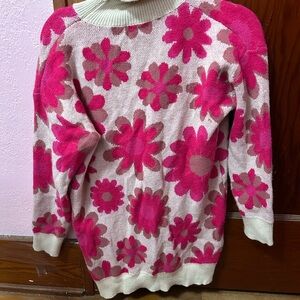 Pink Lily Pink and Cream Floral Turtleneck Sweater